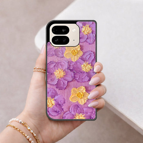 Google Pixel 9 Pro Fold Cover - Floral Series - Design 8 - Purple & Yellow - HQ Premium Shine Durable Shatterproof Case