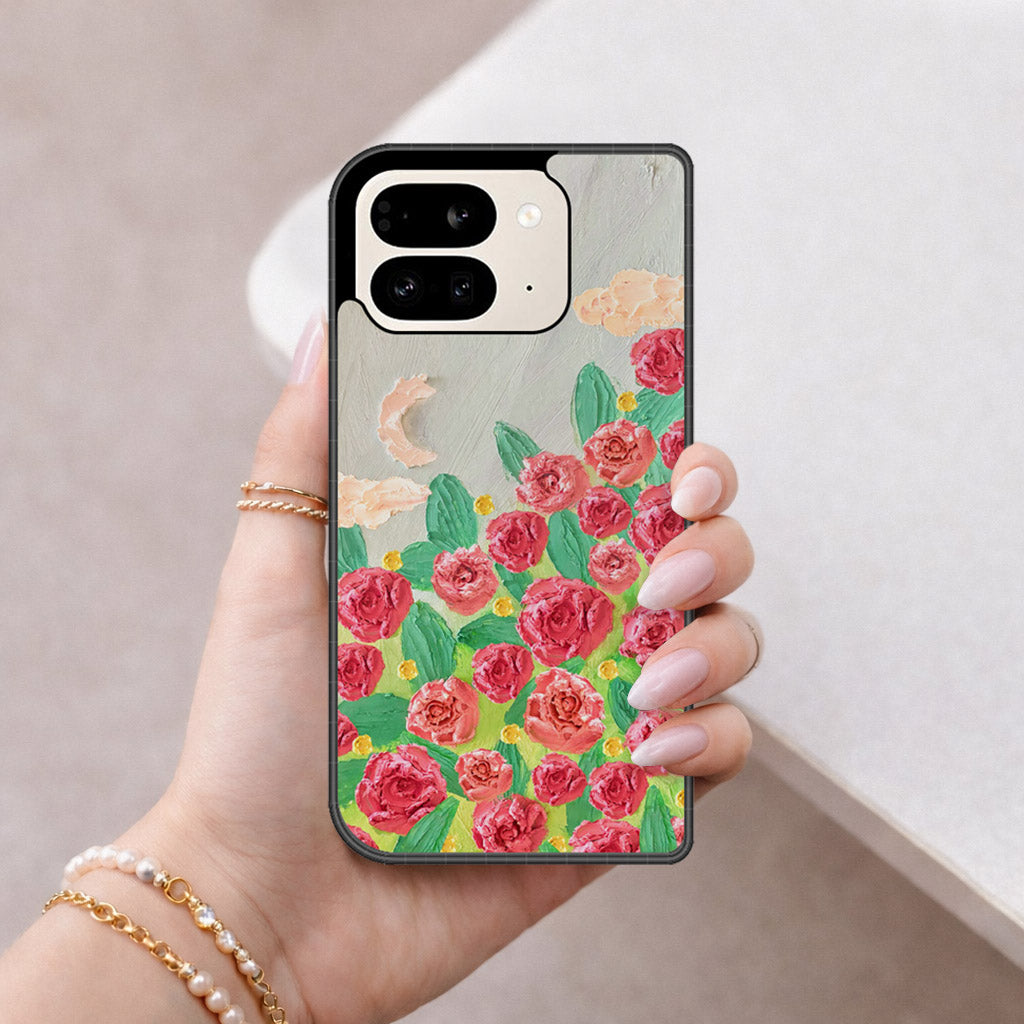 Google Pixel 9 Pro Fold Cover - Floral Series - Design 10 - Red & Green - HQ Premium Shine Durable Shatterproof Case