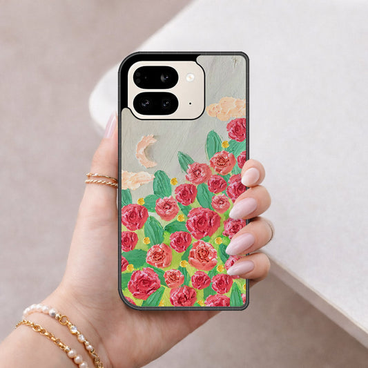 Google Pixel 9 Pro Fold Cover - Floral Series - Design 10 - Red & Green - HQ Premium Shine Durable Shatterproof Case