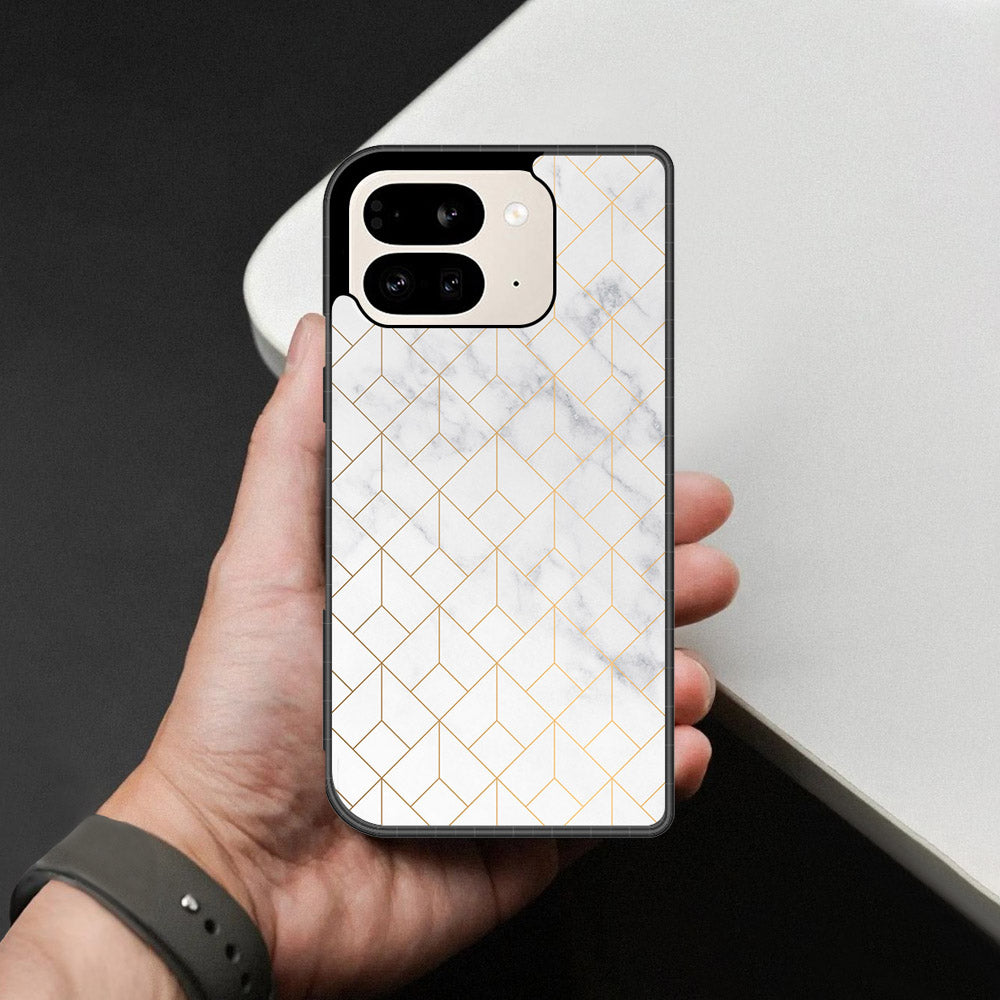 Google Pixel 9 Pro Fold Cover - White Marble Series 2 - HQ Premium Shine Durable Shatterproof Case