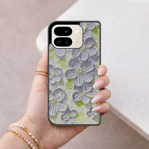 Google Pixel 9 Pro Fold Cover - Floral Series - Design 12 - Grey & Green - HQ Premium Shine Durable Shatterproof Case