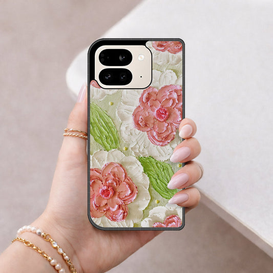 Google Pixel 9 Pro Fold Cover - Floral Series - Design 13 - Offwhite & Green - HQ Premium Shine Durable Shatterproof Case