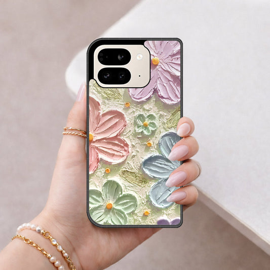 Google Pixel 9 Pro Fold Cover - Floral Series - Design 15 - Blue & Green - HQ Premium Shine Durable Shatterproof Case