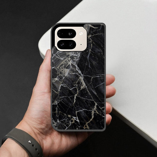 Google Pixel 9 Pro Fold Cover - Black Marble Series - HQ Premium Shine Durable Shatterproof Case