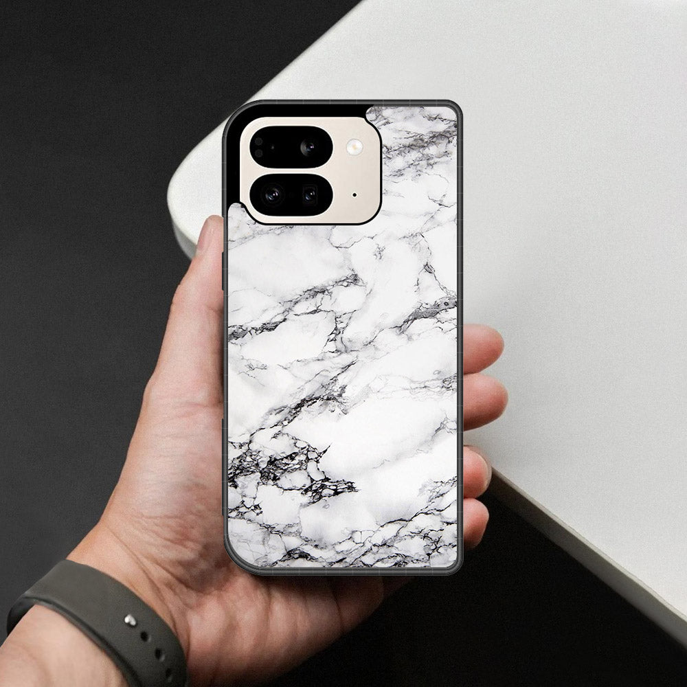 Google Pixel 9 Pro Fold Cover - White Marble Series - HQ Premium Shine Durable Shatterproof Case