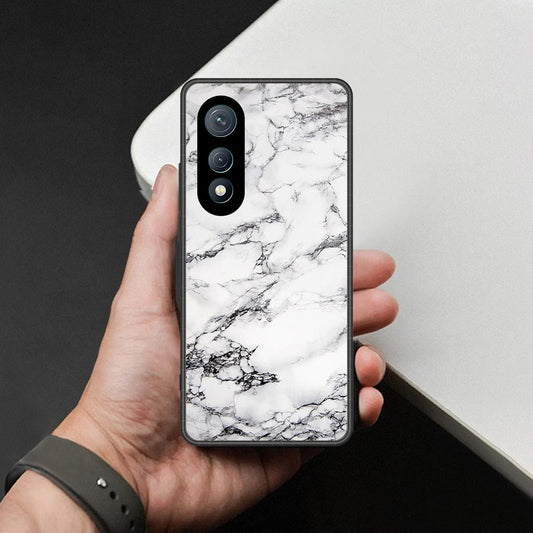 Tecno Pova Curve Cover - White Marble Series - HQ Ultra Shine Premium Infinity Glass Soft Silicon Borders Case