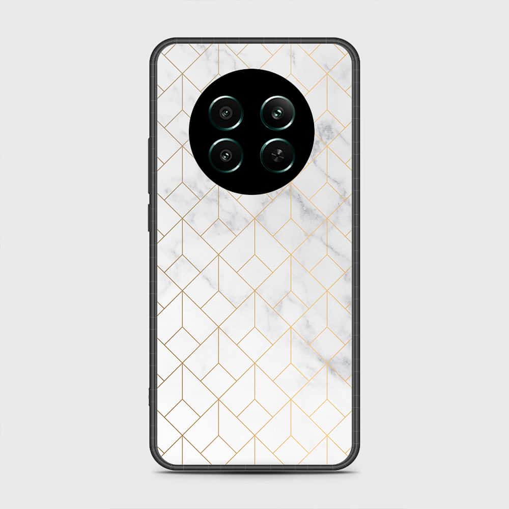Realme 12 4G Cover- White Marble Series 2 - HQ Ultra Shine Premium Infinity Glass Soft Silicon Borders Case