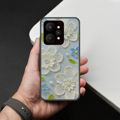 Realme 15 Cover - Floral Series - Design 3 - Sky Blue - HQ Ultra Shine Premium Infinity Glass Soft Silicon Borders Case