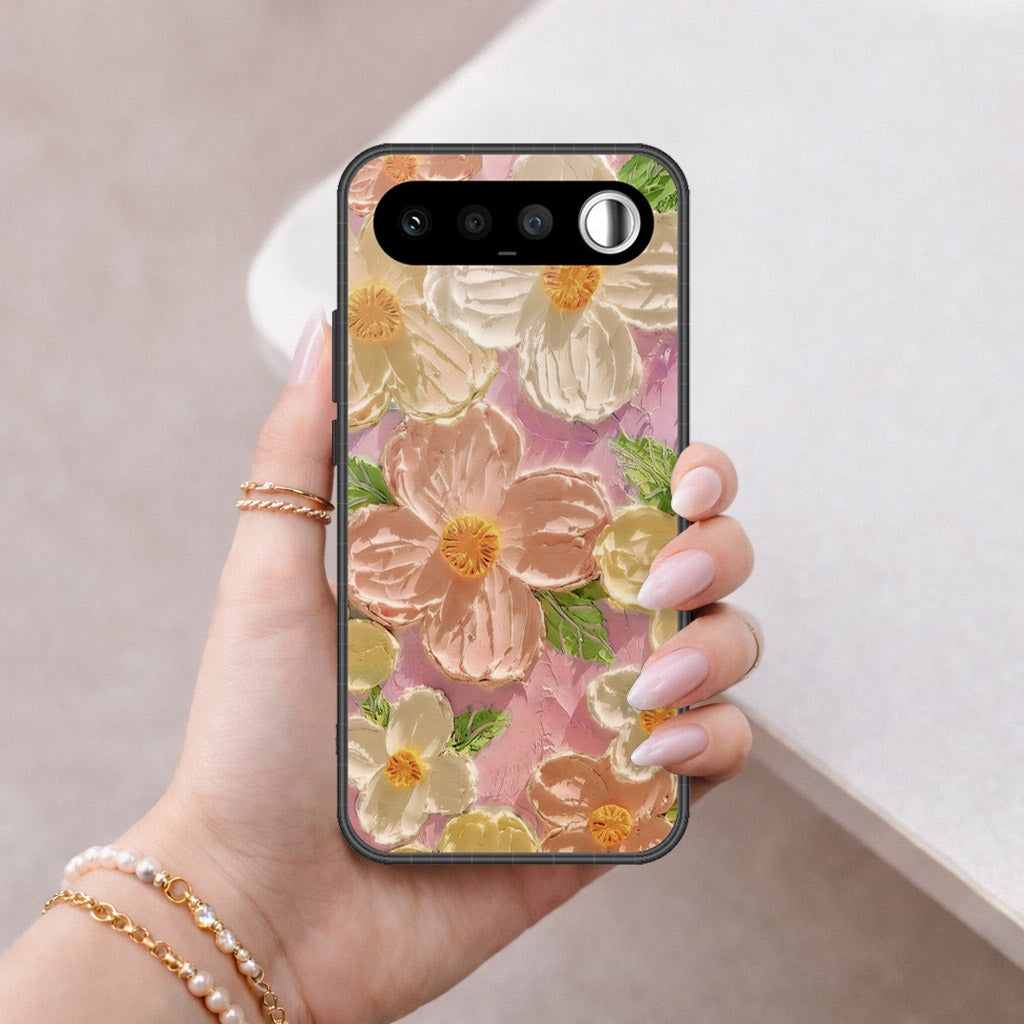 Realme 16 Cover - Floral Series - Design 11 - White & Green - HQ Ultra Shine Premium Infinity Glass Soft Silicon Borders Case