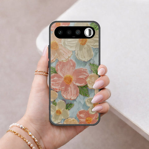 Realme 16 Cover - Floral Series - Design 16 - Cyan & Pink - HQ Ultra Shine Premium Infinity Glass Soft Silicon Borders Case