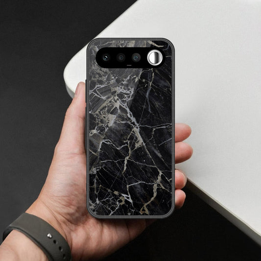 Realme 16 Cover - Black Marble Series - HQ Ultra Shine Premium Infinity Glass Soft Silicon Borders Case