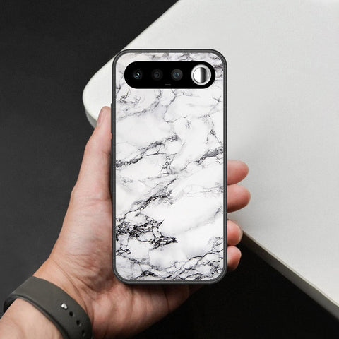 Realme 16 Cover - White Marble Series - HQ Ultra Shine Premium Infinity Glass Soft Silicon Borders Case