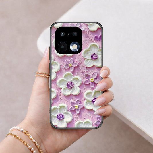 Realme 16 Pro Cover - Floral Series - Design 4 - Purple & White - HQ Ultra Shine Premium Infinity Glass Soft Silicon Borders Case