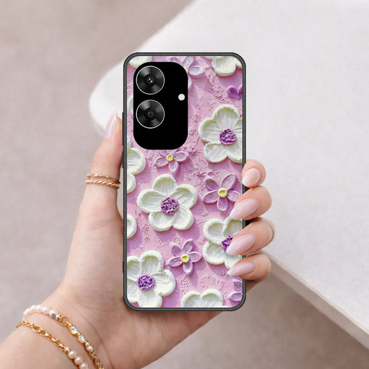 Realme Note 60 Cover - Floral Series - Design 4 - Purple & White - HQ Premium Shine Durable Shatterproof Case