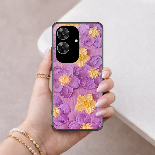 Realme Note 60 Cover - Floral Series - Design 8 - Purple & Yellow - HQ Premium Shine Durable Shatterproof Case