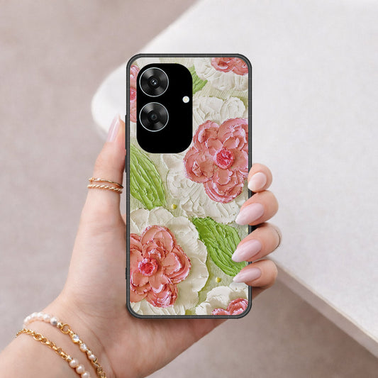 Realme Note 60 Cover - Floral Series - Design 13 - Offwhite & Green - HQ Premium Shine Durable Shatterproof Case