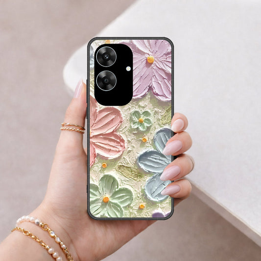 Realme Note 60 Cover - Floral Series - Design 15 - Blue & Green - HQ Premium Shine Durable Shatterproof Case