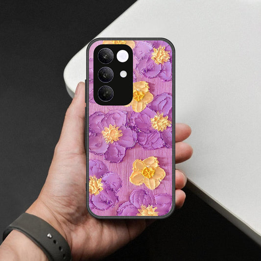 Realme C85 Pro Cover - Floral Series - Design 8 - Purple & Yellow - HQ Ultra Shine Premium Infinity Glass Soft Silicon Borders Case