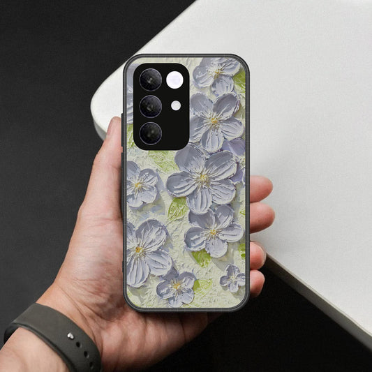 Realme C85 Pro Cover - Floral Series - Design 12 - Grey & Green - HQ Ultra Shine Premium Infinity Glass Soft Silicon Borders Case
