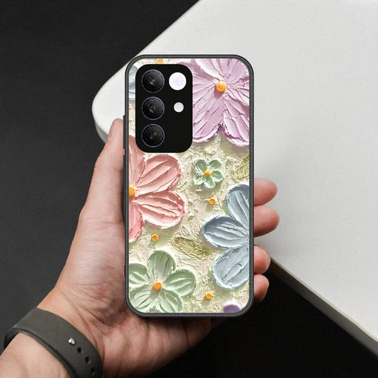 Realme C85 Pro Cover - Floral Series - Design 15 - Blue & Green - HQ Ultra Shine Premium Infinity Glass Soft Silicon Borders Case