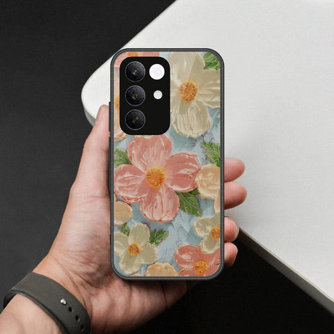 Realme C85 Pro Cover - Floral Series - Design 16 - Cyan & Pink - HQ Ultra Shine Premium Infinity Glass Soft Silicon Borders Case