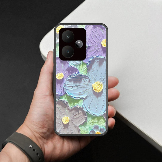 Realme GT 7 Cover - Floral Series - Design 1 - Purple & Aqua - HQ Premium Shine Durable Shatterproof Case