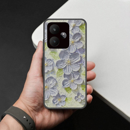Realme GT 7T Cover - Floral Series - Design 12 - Grey & Green - HQ Premium Shine Durable Shatterproof Case