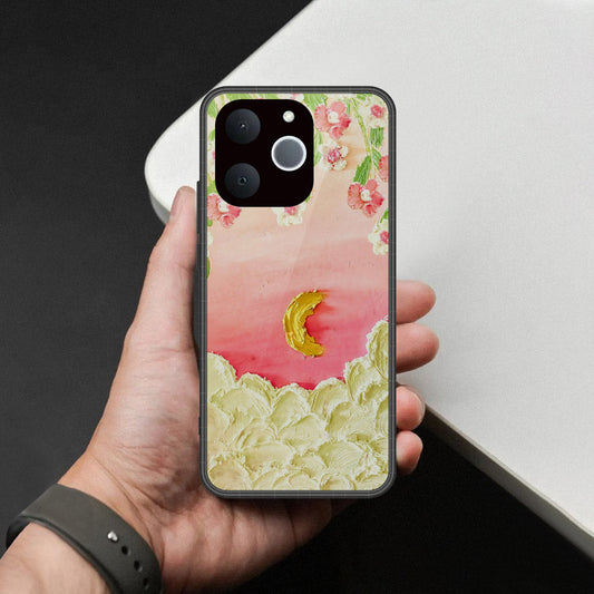 Realme Note 70 Cover - Floral Series - Design 7 - Pink & Yellow - HQ Ultra Shine Premium Infinity Glass Soft Silicon Borders Case