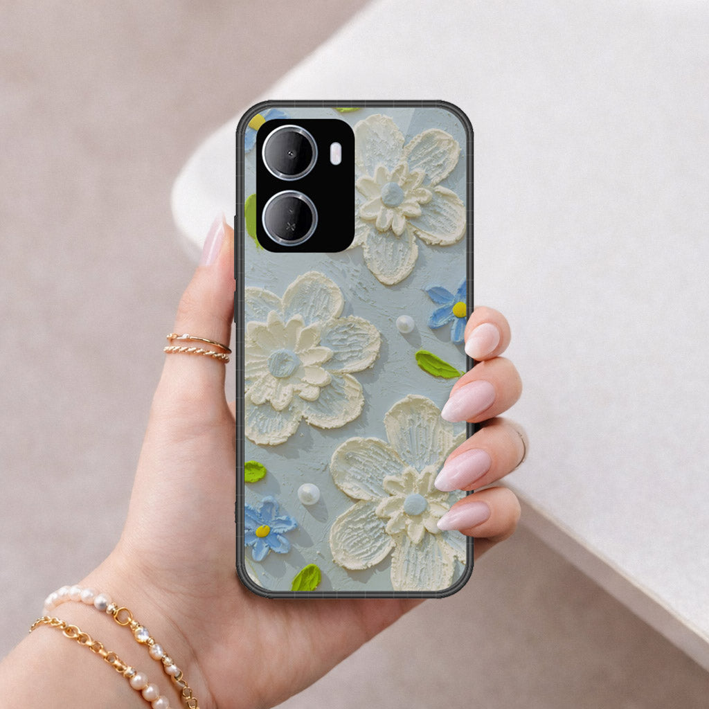 Xiaomi Redmi 15a Cover - Floral Series - Design 3 - Sky Blue - HQ Premium Shine Durable Shatterproof Case