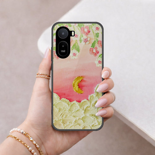 Xiaomi Poco C85x Cover - Floral Series - Design 7 - Pink & Yellow - HQ Ultra Shine Premium Infinity Glass Soft Silicon Borders Case
