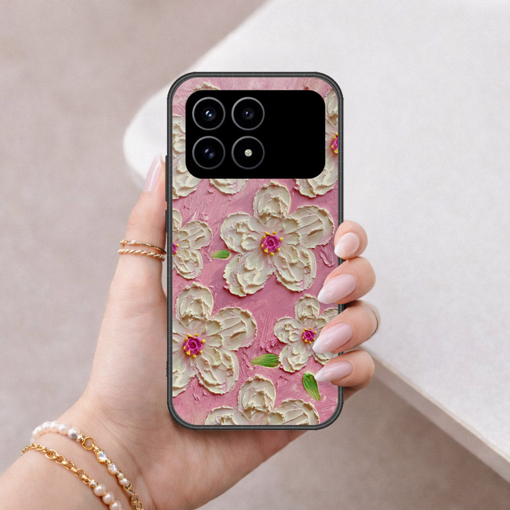 Xiaomi Poco F8 Pro Cover - Floral Series - Design 5 - Pink & White - HQ Premium Shine Durable Shatterproof Case