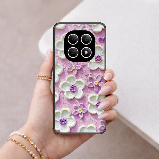 Xiaomi Redmi Note 15 Cover - Floral Series - Design 4 - Purple & White - HQ Ultra Shine Premium Infinity Glass Soft Silicon Borders Case