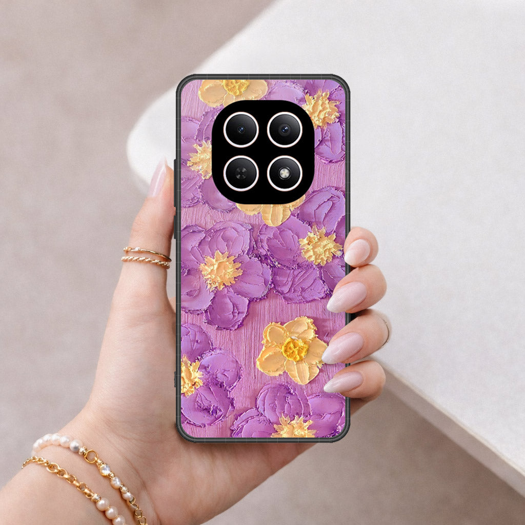 Xiaomi Redmi Note 15 Cover - Floral Series - Design 8 - Purple & Yellow - HQ Ultra Shine Premium Infinity Glass Soft Silicon Borders Case