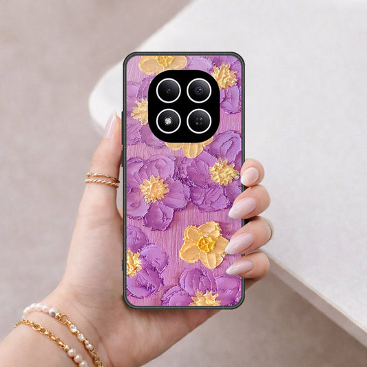 Xiaomi Redmi Note 15 Pro Cover - Floral Series - Design 8 - Purple & Yellow - HQ Ultra Shine Premium Infinity Glass Soft Silicon Borders Case