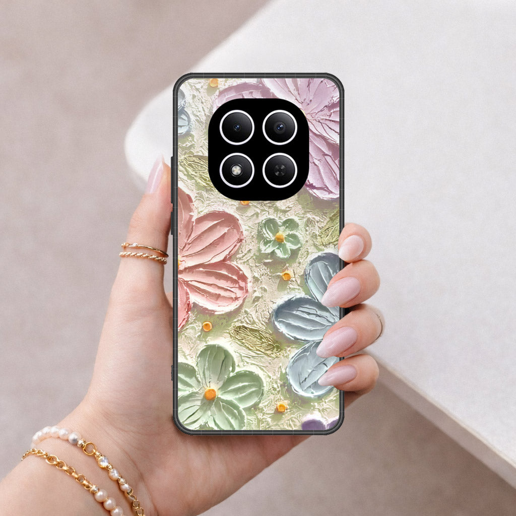 Xiaomi Redmi Note 15 Pro Cover - Floral Series - Design 15 - Blue & Green - HQ Ultra Shine Premium Infinity Glass Soft Silicon Borders Case