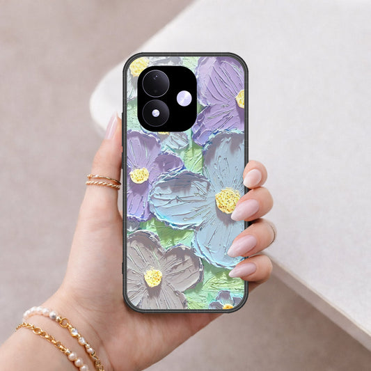 Xiaomi Redmi Note 17 4G Cover - Floral Series - Design 1 - Purple & Aqua - HQ Premium Shine Durable Shatterproof Case