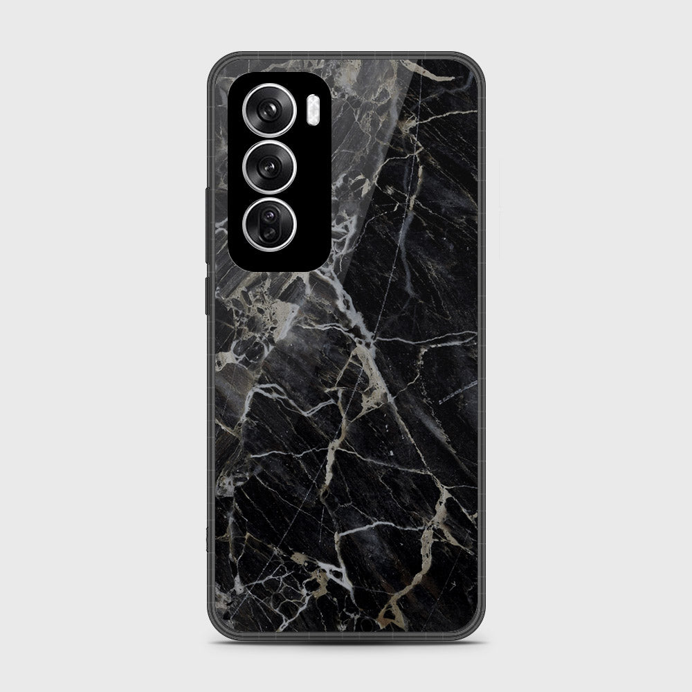 Oppo Reno 12 Cover- Black Marble Series - HQ Premium Shine Durable Shatterproof Case