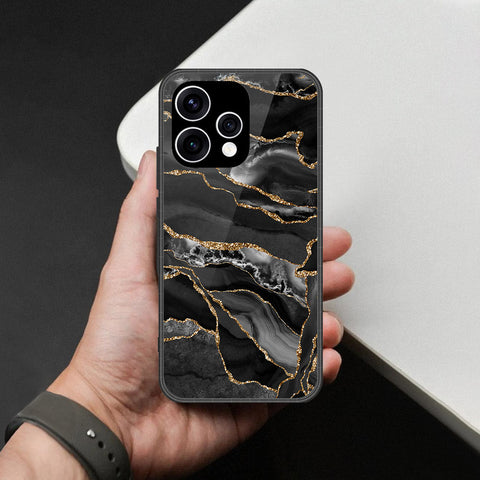 Oppo Reno 15 Cover - Black Marble Series - HQ Ultra Shine Premium Infinity Glass Soft Silicon Borders Case