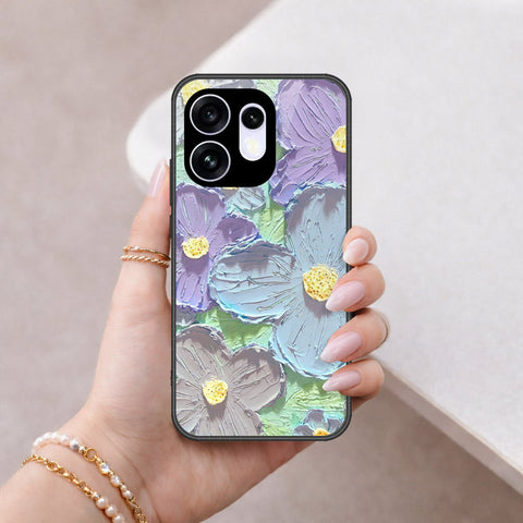Oppo Reno 16 China Cover - Floral Series - Design 1 - Purple & Aqua - HQ Premium Shine Durable Shatterproof Case