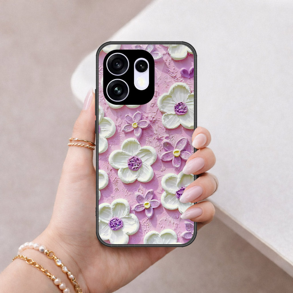 Oppo Reno 16 China Cover - Floral Series - Design 4 - Purple & White - HQ Premium Shine Durable Shatterproof Case