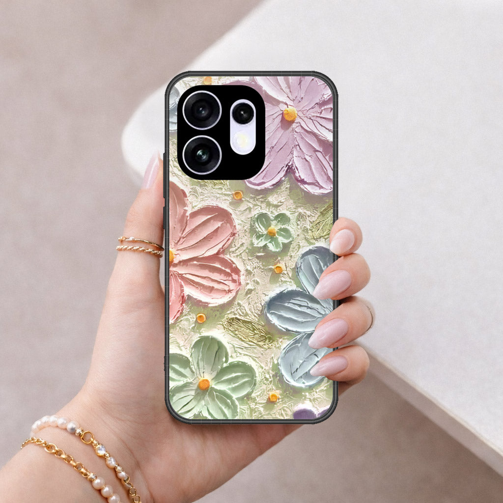 Oppo Reno 16 China Cover - Floral Series - Design 15 - Blue & Green - HQ Premium Shine Durable Shatterproof Case
