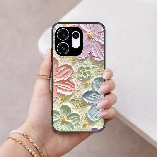 Oppo Reno 16 China Cover - Floral Series - Design 15 - Blue & Green - HQ Premium Shine Durable Shatterproof Case