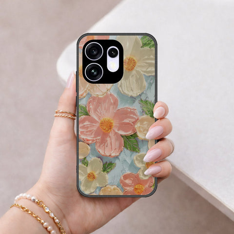 Oppo Reno 16 China Cover - Floral Series - Design 16 - Cyan & Pink - HQ Premium Shine Durable Shatterproof Case