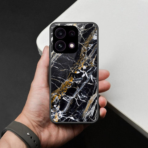 Oppo Reno 16F 5G Cover - Black Marble Series - HQ Ultra Shine Premium Infinity Glass Soft Silicon Borders Case
