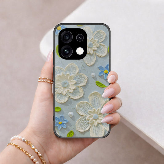 Oppo Reno 16 Pro Cover - Floral Series - Design 3 - Sky Blue - HQ Premium Shine Durable Shatterproof Case