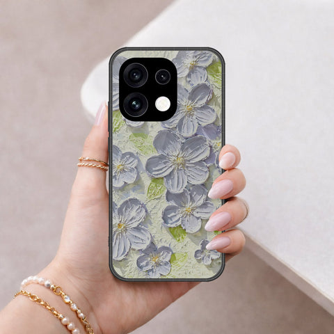 Oppo Reno 16 Pro Cover - Floral Series - Design 12 - Grey & Green - HQ Premium Shine Durable Shatterproof Case