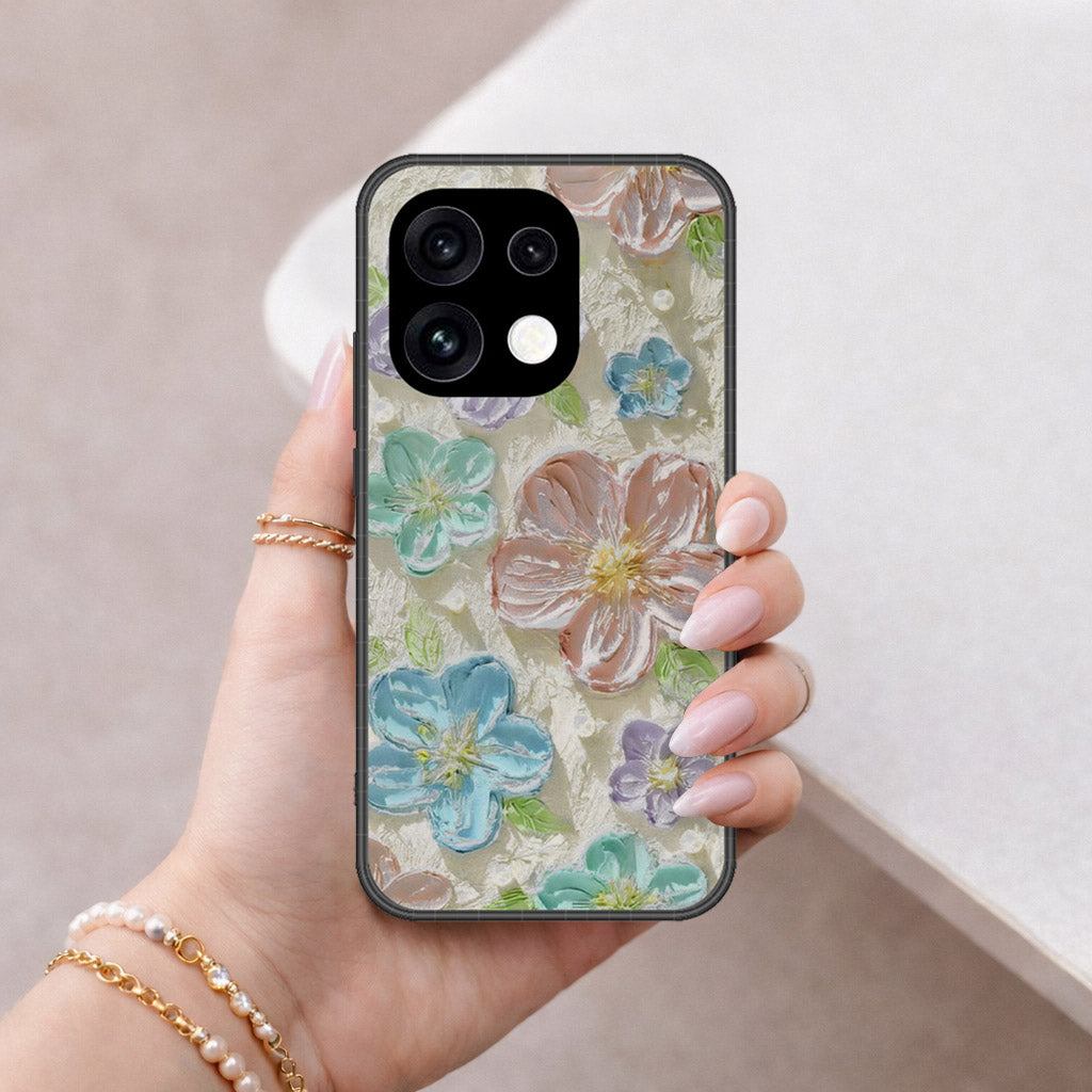 Oppo Reno 16 Pro Cover - Floral Series - Design 14 - Blue & Purple - HQ Premium Shine Durable Shatterproof Case