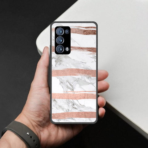 Oppo Reno 6 Pro Plus Cover - White Marble Series - HQ Ultra Shine Premium Infinity Glass Soft Silicon Borders Case