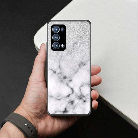 Oppo Reno 6 Pro Plus Cover - White Marble Series - HQ Ultra Shine Premium Infinity Glass Soft Silicon Borders Case