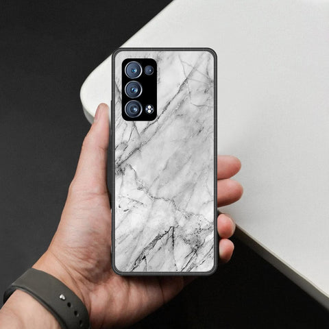 Oppo Reno 6 Pro Plus Cover - White Marble Series - HQ Ultra Shine Premium Infinity Glass Soft Silicon Borders Case